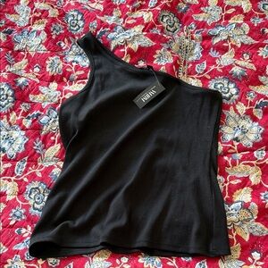 White House Black Market Black One-Shoulder Tank Top